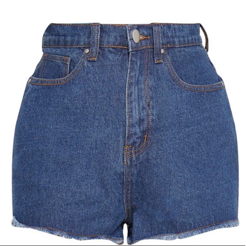 Blue high waisted denim shorts